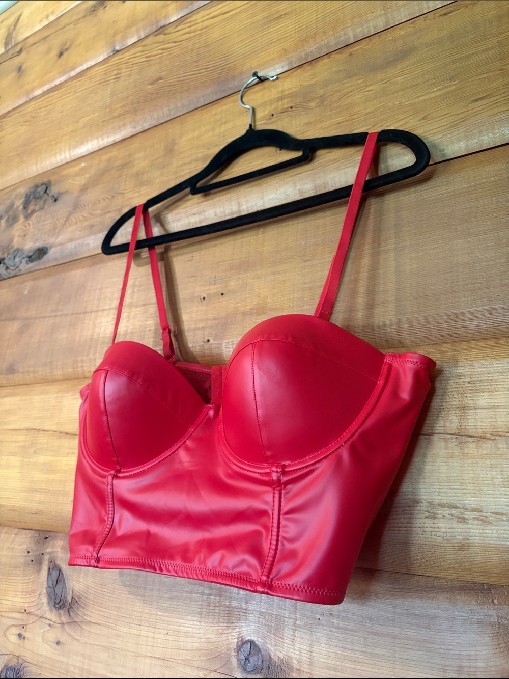 XL 32” Refuge Red Bustier Crop Top | Faux Leather